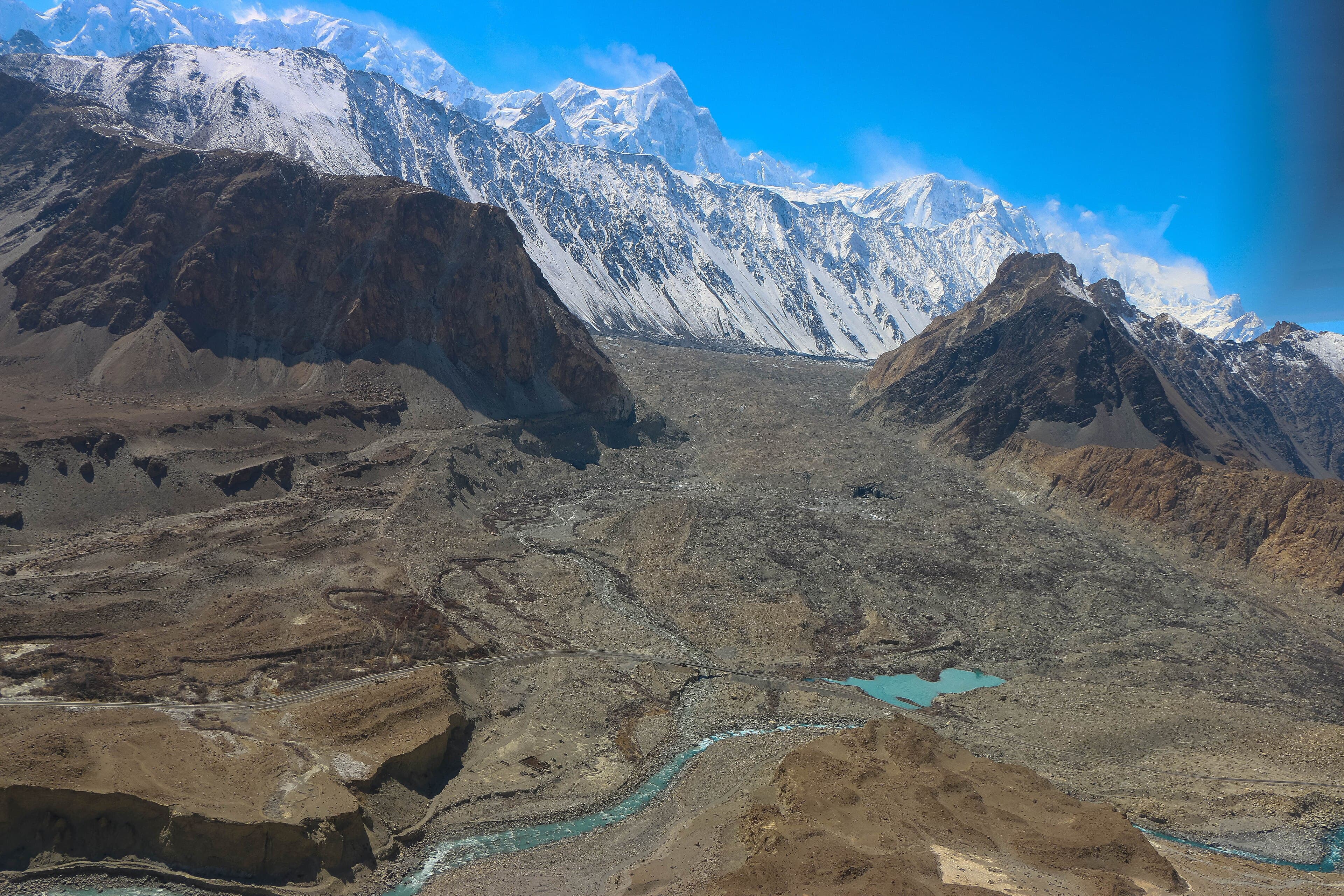 The debris-covered ice of Batura Glacier in upper Hunza, Gilgit-Baltistan
