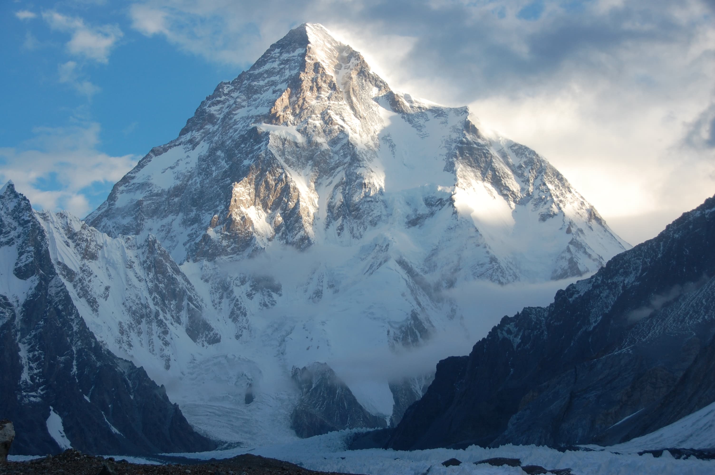 K2 rising above the Baltoro Glacier at Concordia