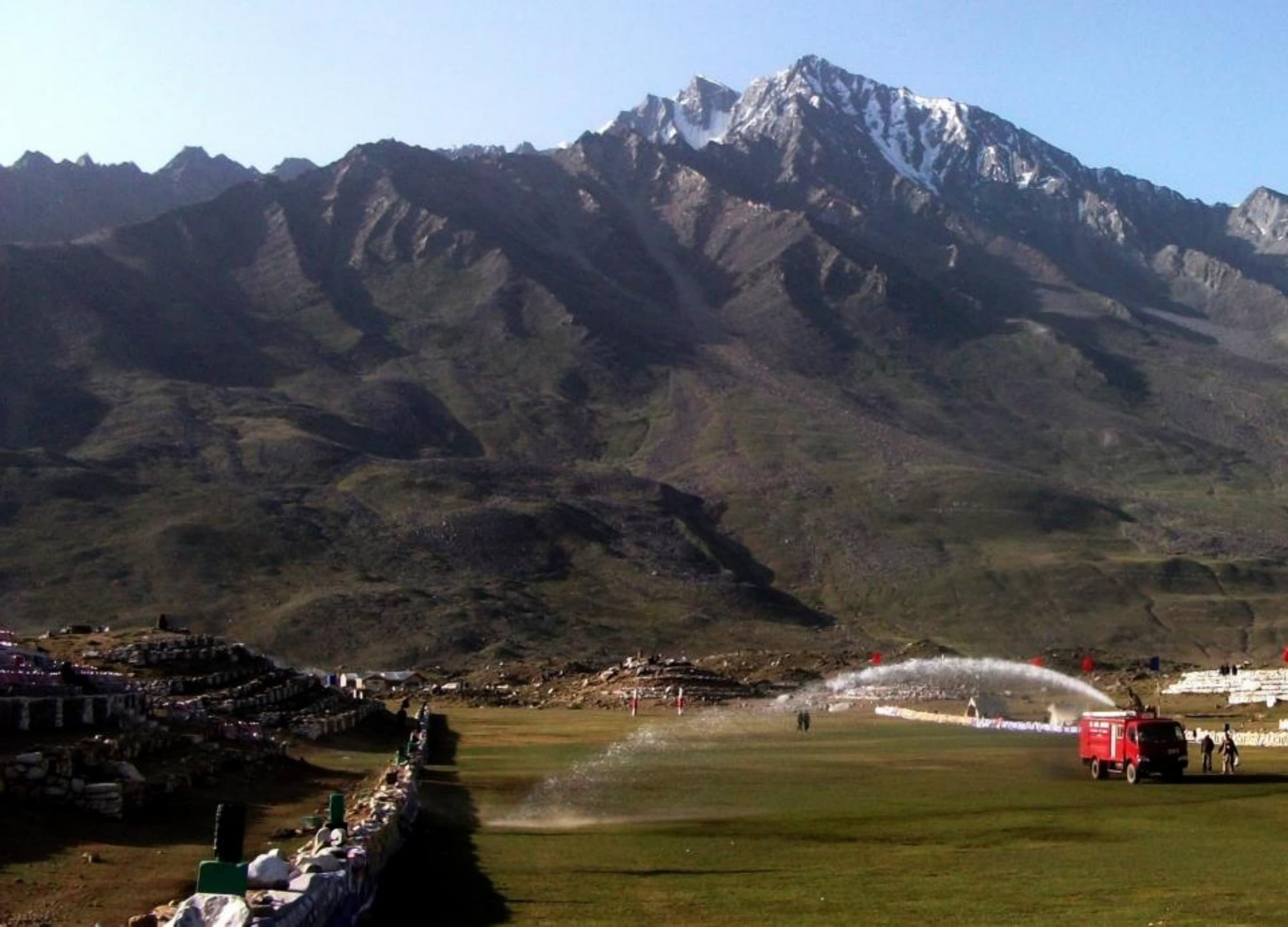Freestyle polo match in progress at the Shandur Pass polo ground