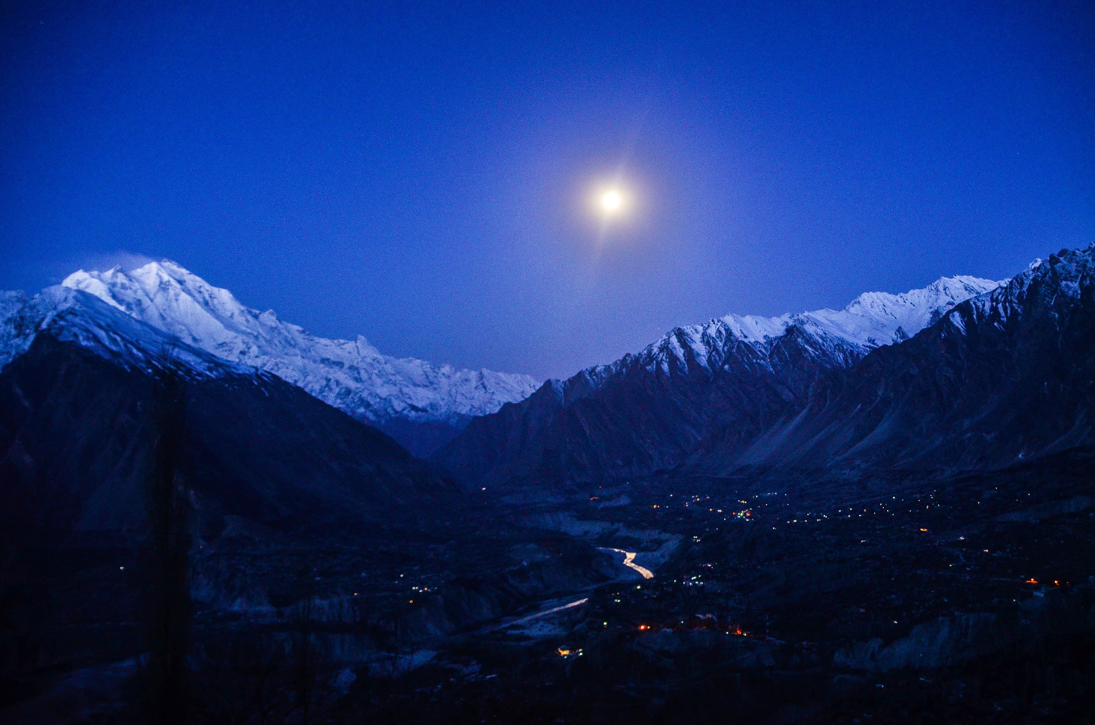 Hunza Valley with terraced fields and Karakoram peaks