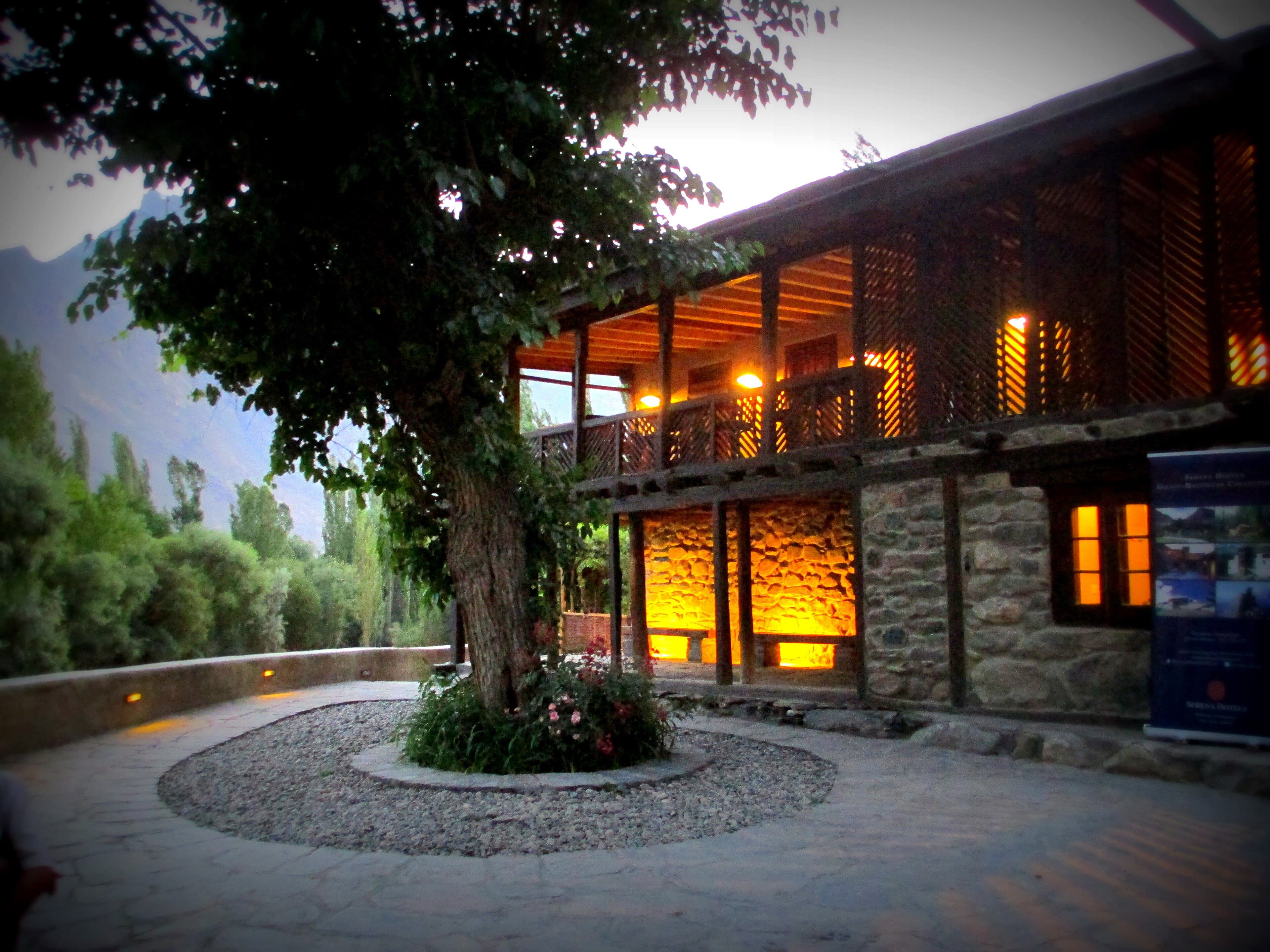 Shigar Fort and apricot orchards in Shigar Valley near Skardu